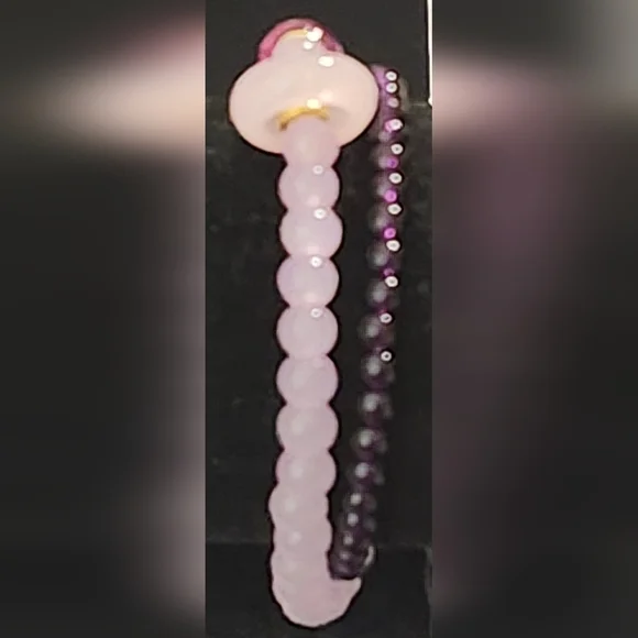 Elegant Pink and Purple Beaded  Bracelet - Picture 3 of 4